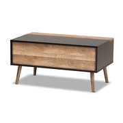 Baxton Studio Jensen Modern Two-Tone Black and Brown Finished Wood Lift Top Coffee Table with Storage Compartment 176-11251-Zoro